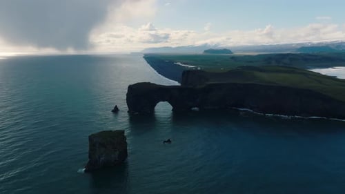 Iceland Black Sand Beach with Huge Waves at Reynisfjara Vik