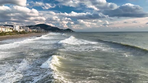 Sea Storm Texture 4K Aerial View 4 K Alanya Turkey