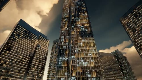 Rascacielos o edificios modernos en la ciudad