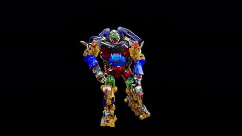 Animated Colorful Robot Dancing 3D Alpha Channel Animation