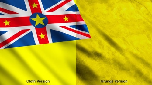 Niue Flag Waving with Clean and Grunge Texture Variants