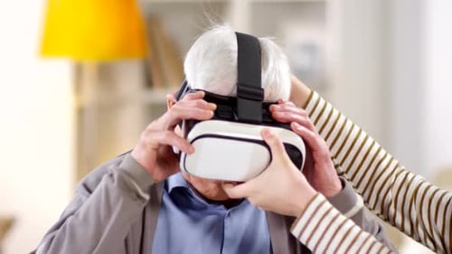 Senior Man Tries Virtual Reality Headset