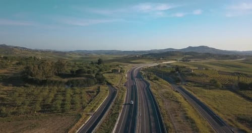 Top view over the highway, expressway and motorway