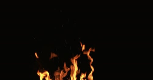 Feuerflamme auf schwarzem Lagerfeuer Funken Orange Burn