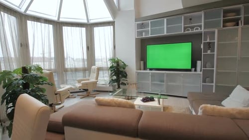 Modern Interior with Green Screen