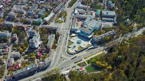 Aerial view of urban architectures. Aerial view from flying drone of center city