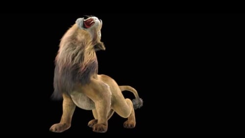 Realistic 3D Lion Roaring Animation with Alpha Channel