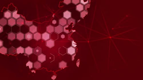 Digital Technology Network Overlay on China Map Background