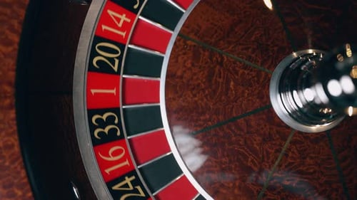 Close Up of Roulette Wheel at the Casino in Motion