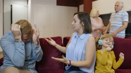 Family Argument with a Child Listening to Music