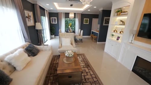 Elegance Home Living Area Decoration With Chandelier