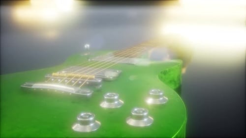 Vibrant Green Electric Guitar with Dynamic Lighting
