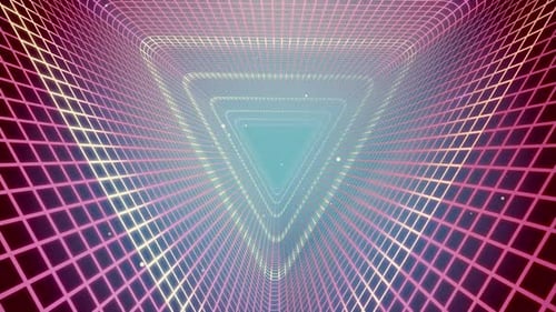 Grid Tunnel Triangle Light Retro 02 4K