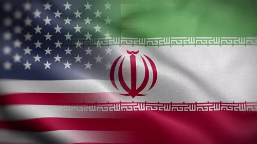 United States and Iran Waving Flags Seamless Overlay