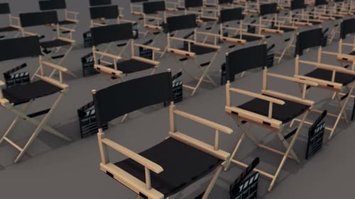 a lot of directors chair in a row 4k