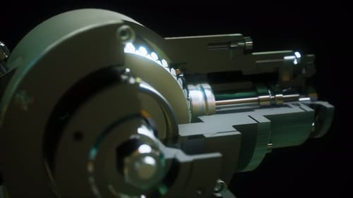 Animated Rotating Cutaway of a Precision Mechanical Engine