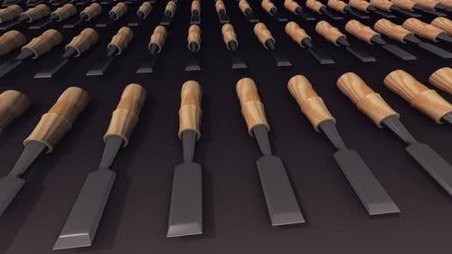 Un botín de cinceles de madera seguidos 4k