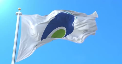 Abstract Corporate Logo Flag Waving in Realistic Motion