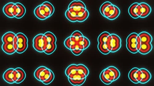 Pulsation chaotique de boules multicolores brillantes