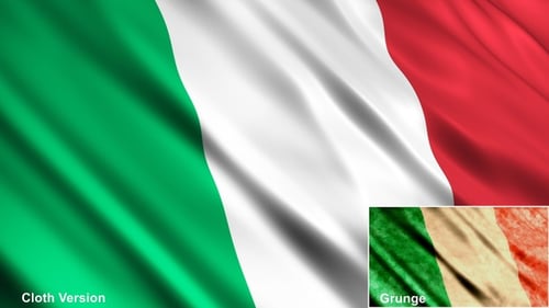 Waving Italian Flag Seamless Loop Clean and Grunge