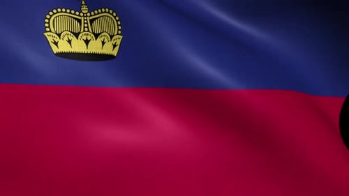 Realistic Waving Liechtenstein Flag Loop Animation