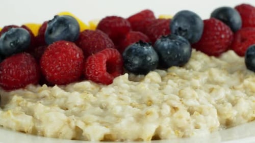 Oatmeal Breakfast Bowl Topped with Fresh Fruit