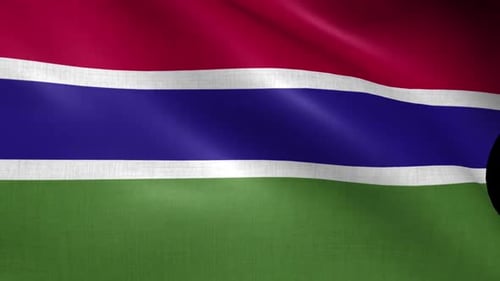The Gambia National Flag Waving Seamless Loop
