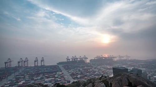 Timelapse of container terminal in Shanghai china