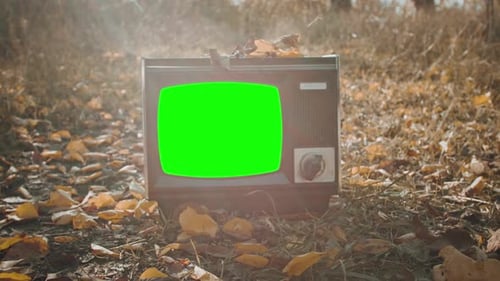 Old Fashioned Tv with Green Screen