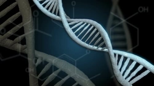 Animated DNA Helix with Chemical Structure Background
