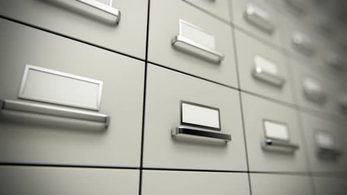 The infinite file cabinet animation focused in the middle point. Loopable. HD