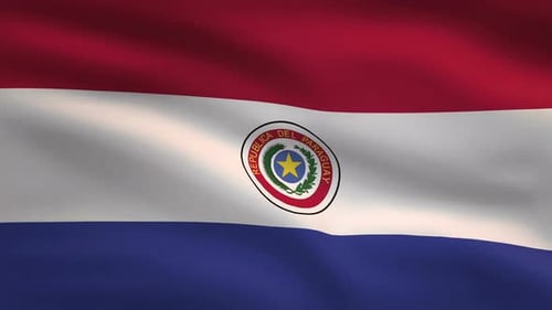 Realistic Waving Paraguay Flag with Fabric Texture