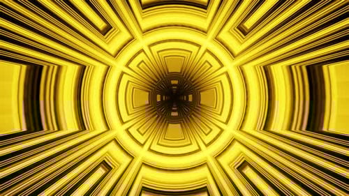 Abstract Glowing Yellow Geometric Tunnel Background Loop