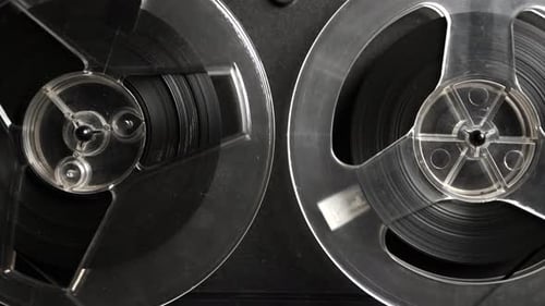 Reels Turning on a Vintage Tape Recorder
