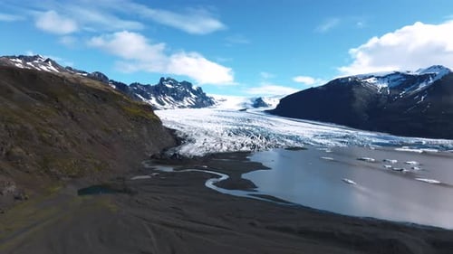 Aerial Panoramic View of the Skaftafell Glacier Vatnajokull National Park