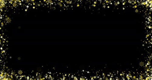 Sparkling Gold Glitter Frame with Snowflakes Animation
