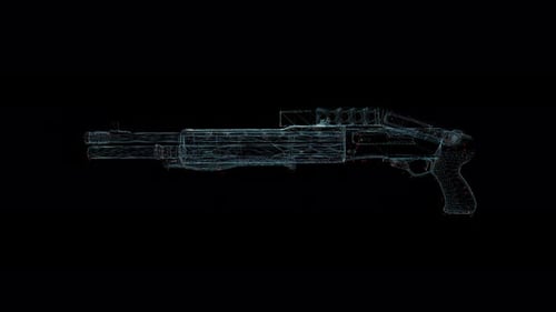 3D Seamless Loop Shotgun Hologram Wireframe