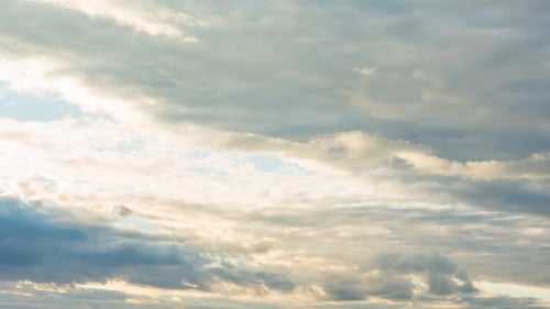 Clouds Float Across The Sky At Sunset, Thick Clouds, Beautiful Sunset, Time Lapse