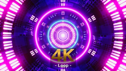 Neon Cyber City Tunnel VJ Loop