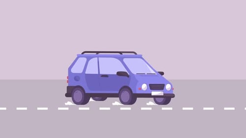 Isometric Car Is Driving On The Road