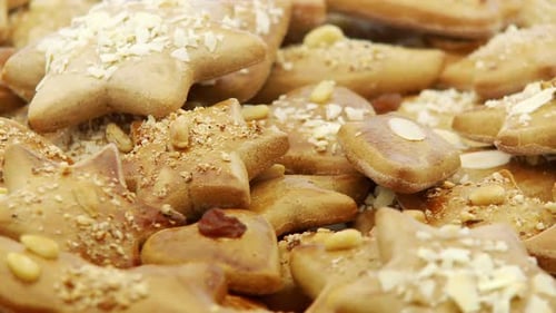 Close up of Many Gingerberad Cookies Looping