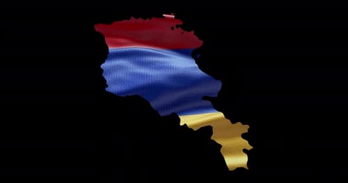 Animated Armenia Map with Waving National Flag