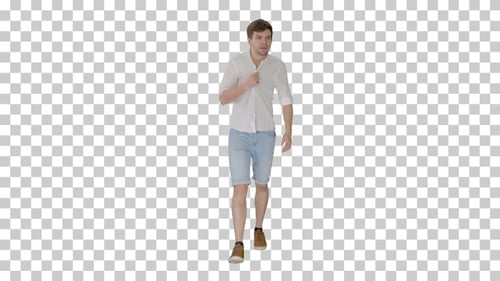 Jeune homme épuisé souffrant de chaleur, Alpha Channel