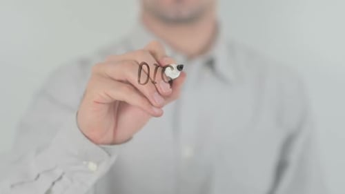 Writing Digital Marketing Message on Clear Surface