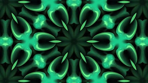 Abstract Green Fluid Kaleidoscope Loop Background