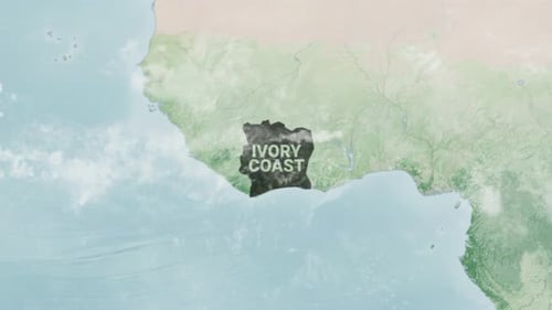 Animated Global Zoom to Ivory Coast Map Reveal