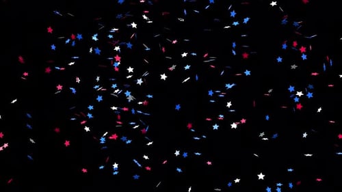 Falling Red White Blue Star Confetti Animation Loop
