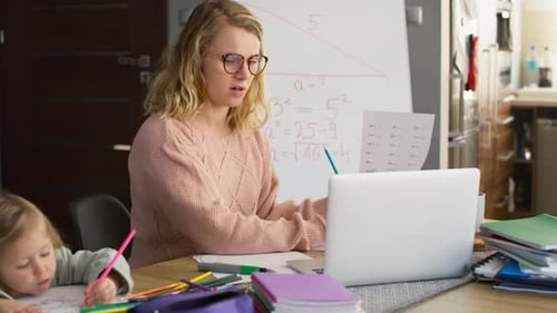 Woman Teaching Math Online From Home