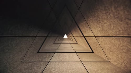 Abstract Triangular Tunnel Fly Through with Distant Light