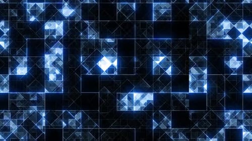 Abstract Blue Glowing Geometric Grid Loop Background